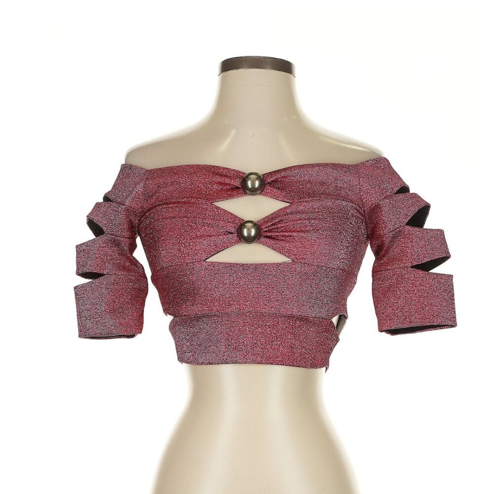AREA NYC Banded Crop Top in Metallic Pink Small NWT - Picture 2 of 5